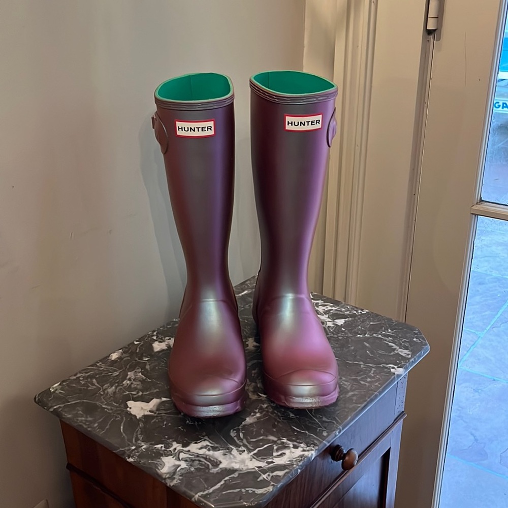 Hunter Kids Rain Boot - Iridescent Purple - Girls 6/Boys 5